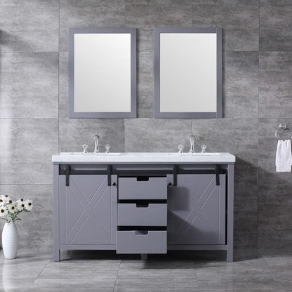 Marsyas Transitional Dark Grey 60" Double Vanity Set | LM342260DBBSM24F