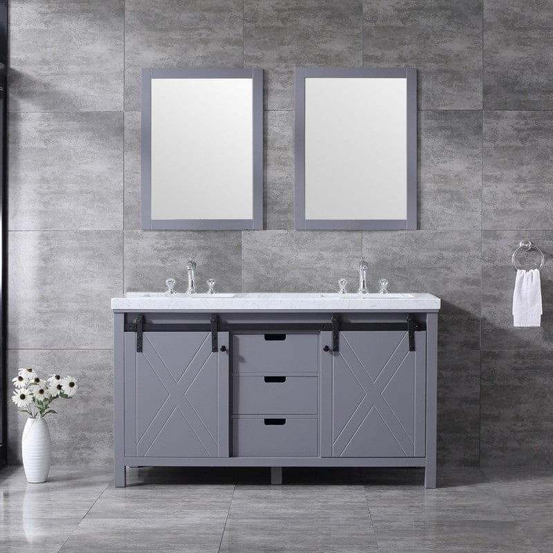 Marsyas Transitional Dark Grey 60" Double Vanity Set | LM342260DBBSM24F