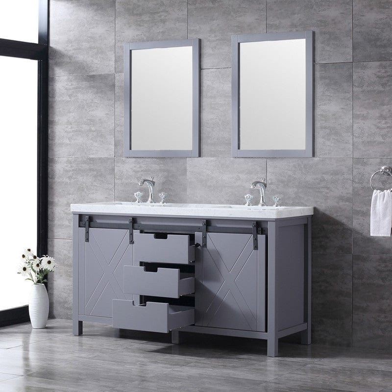 Marsyas Transitional Dark Grey 60" Double Vanity Set | LM342260DBBSM24F