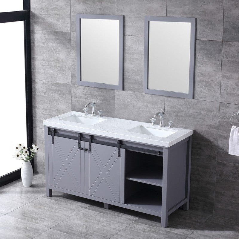 Marsyas Transitional Dark Grey 60" Double Vanity Set | LM342260DBBSM24F