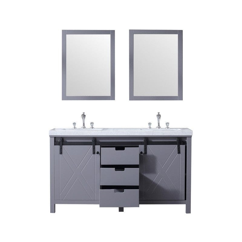 Marsyas Transitional Dark Grey 60" Double Vanity Set | LM342260DBBSM24F