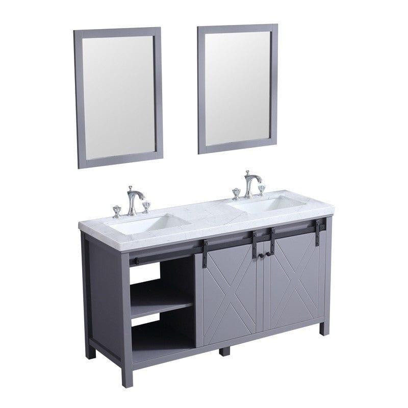 Marsyas Transitional Dark Grey 60" Double Vanity Set | LM342260DBBSM24F