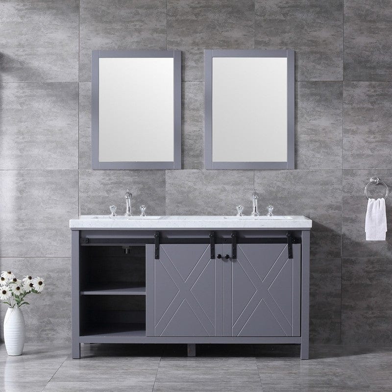 Marsyas Transitional Dark Grey 60" Double Vanity Set | LM342260DBBSM24F