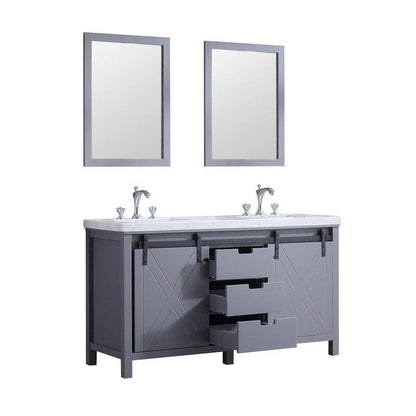 Marsyas Transitional Dark Grey 60" Double Vanity Set | LM342260DBBSM24F