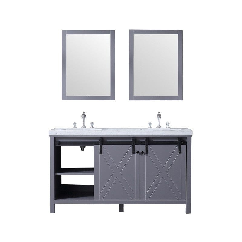 Marsyas Transitional Dark Grey 60" Double Vanity Set | LM342260DBBSM24F