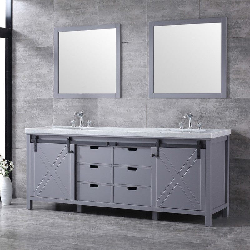 Marsyas Transitional Dark Grey 84" Double Vanity Set | LM342284DBBSM34F