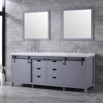 Marsyas Transitional Dark Grey 84" Double Vanity Set | LM342284DBBSM34F