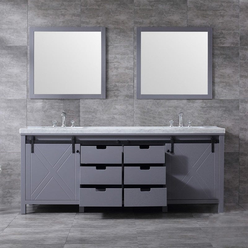 Marsyas Transitional Dark Grey 84" Double Vanity Set | LM342284DBBSM34F