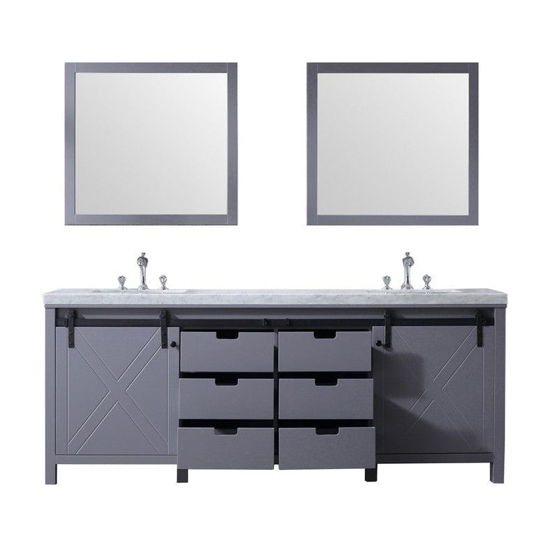 Marsyas Transitional Dark Grey 84" Double Vanity Set | LM342284DBBSM34F