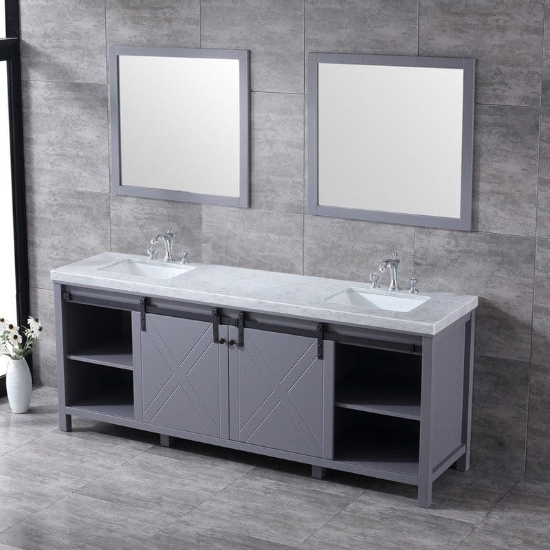 Marsyas Transitional Dark Grey 84" Double Vanity Set | LM342284DBBSM34F