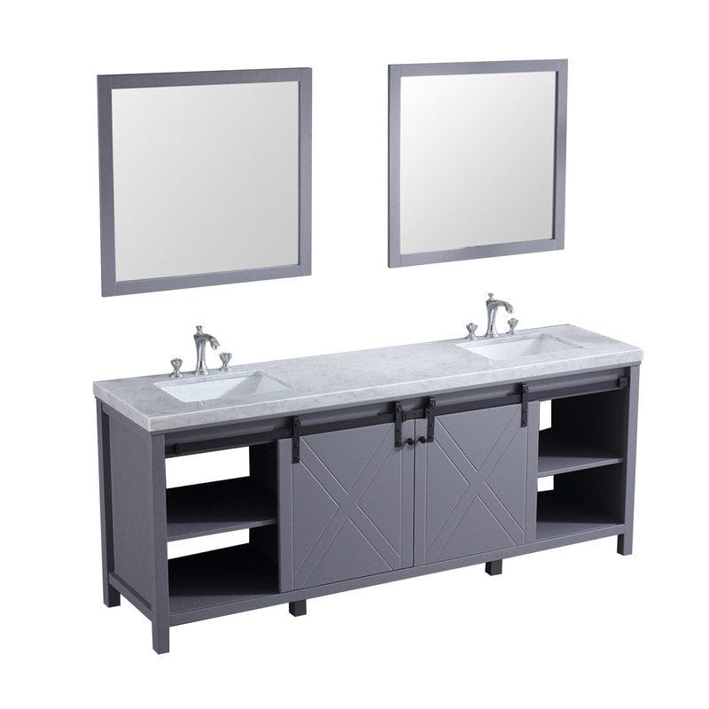 Marsyas Transitional Dark Grey 84" Double Vanity Set | LM342284DBBSM34F