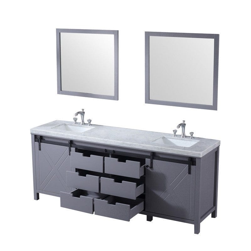 Marsyas Transitional Dark Grey 84" Double Vanity Set | LM342284DBBSM34F