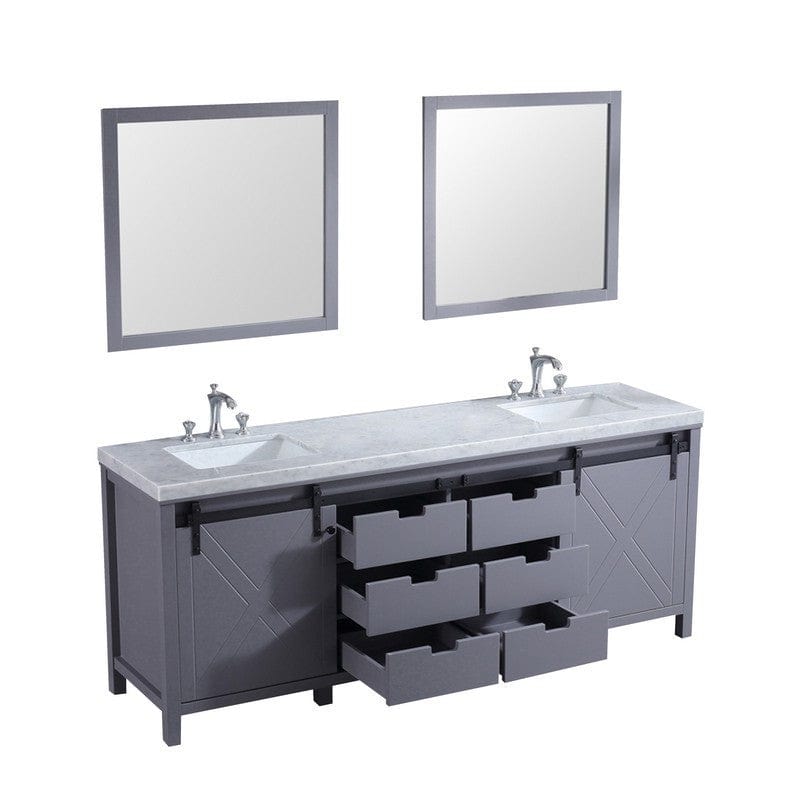 Marsyas Transitional Dark Grey 84" Double Vanity Set | LM342284DBBSM34F