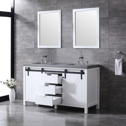 Marsyas Transitional White 60" Double Vanity Set | LM342260DAASM24F