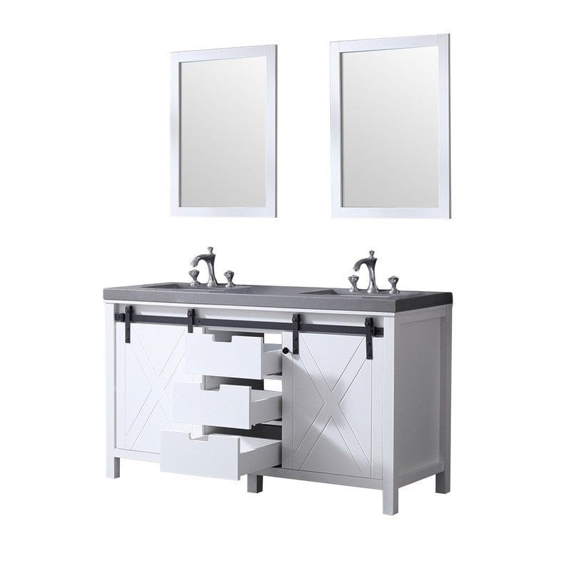 Marsyas Transitional White 60" Double Vanity Set | LM342260DAASM24F