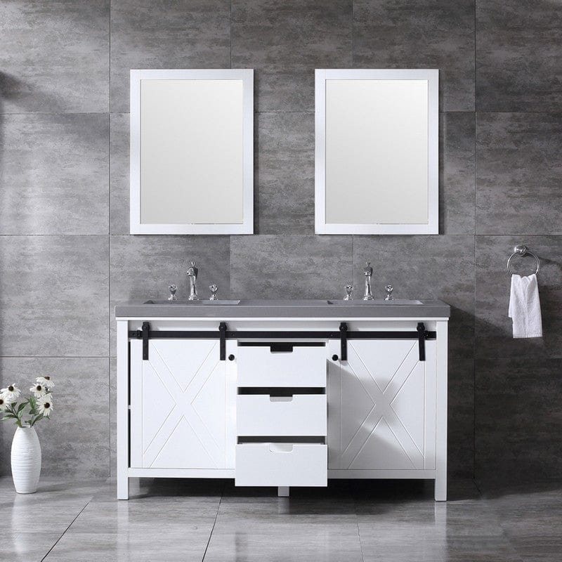 Marsyas Transitional White 60" Double Vanity Set | LM342260DAASM24F