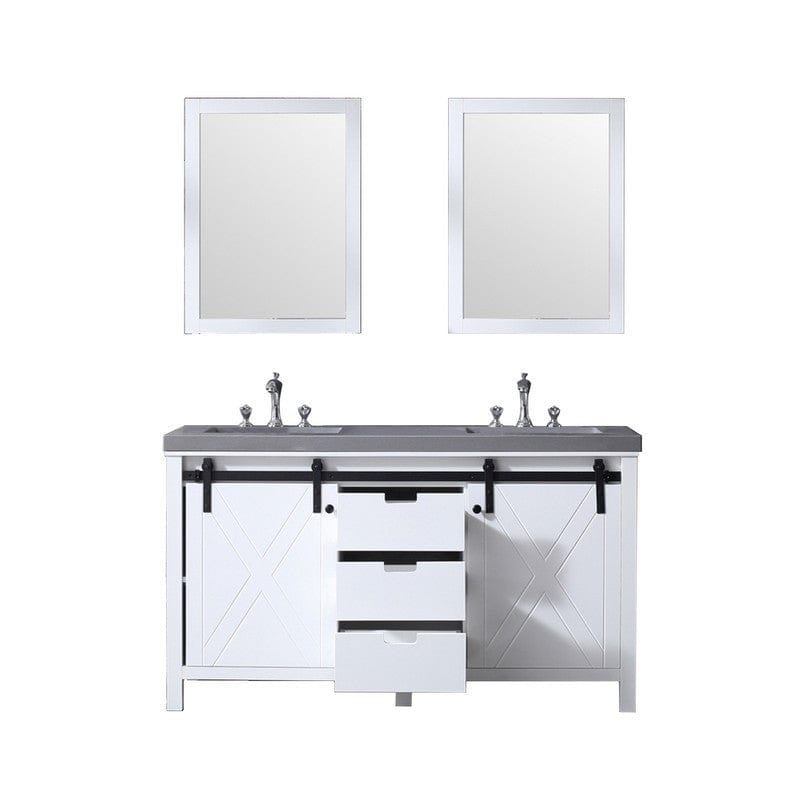 Marsyas Transitional White 60" Double Vanity Set | LM342260DAASM24F