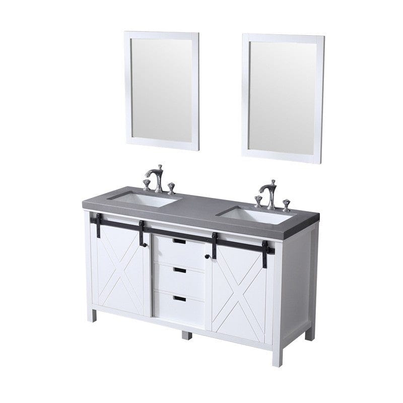 Marsyas Transitional White 60" Double Vanity Set | LM342260DAASM24F