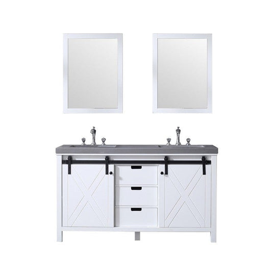 Marsyas Transitional White 60" Double Vanity Set | LM342260DAASM24F