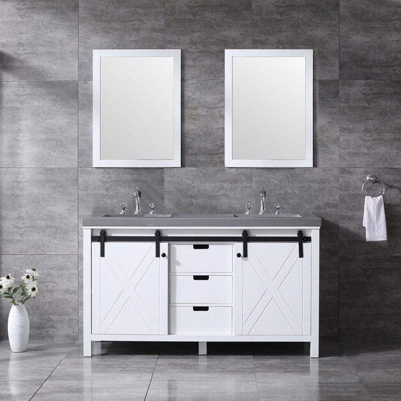 Marsyas Transitional White 60" Double Vanity Set | LM342260DAASM24F