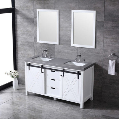 Marsyas Transitional White 60" Double Vanity Set | LM342260DAASM24F