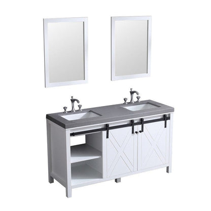 Marsyas Transitional White 60" Double Vanity Set | LM342260DAASM24F