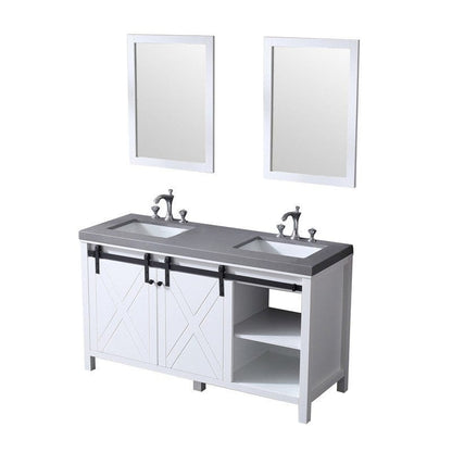 Marsyas Transitional White 60" Double Vanity Set | LM342260DAASM24F