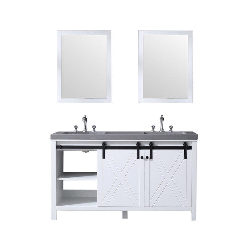 Marsyas Transitional White 60" Double Vanity Set | LM342260DAASM24F