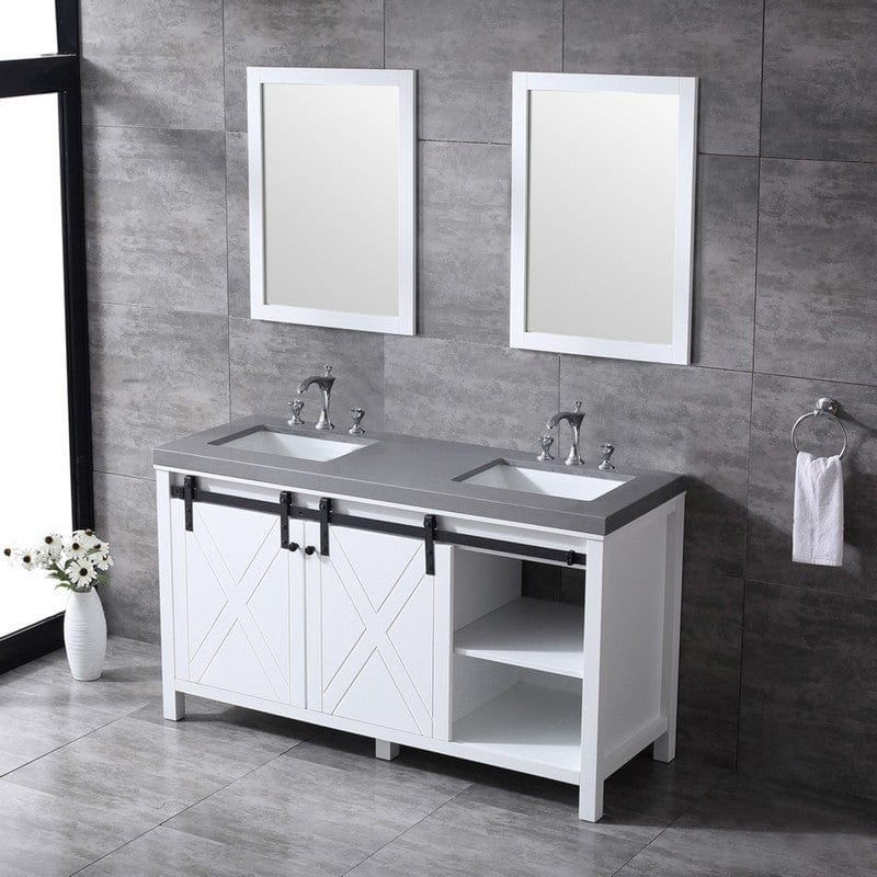 Marsyas Transitional White 60" Double Vanity Set | LM342260DAASM24F