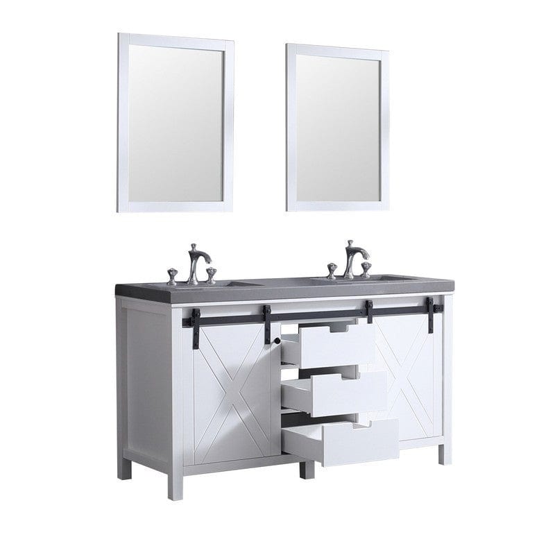 Marsyas Transitional White 60" Double Vanity Set | LM342260DAASM24F