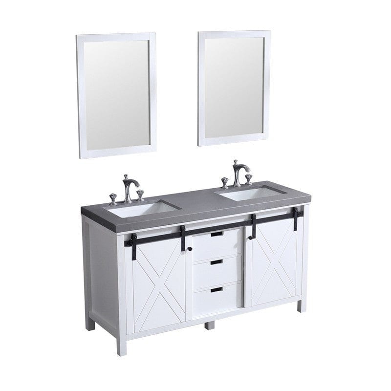 Marsyas Transitional White 60" Double Vanity Set | LM342260DAASM24F