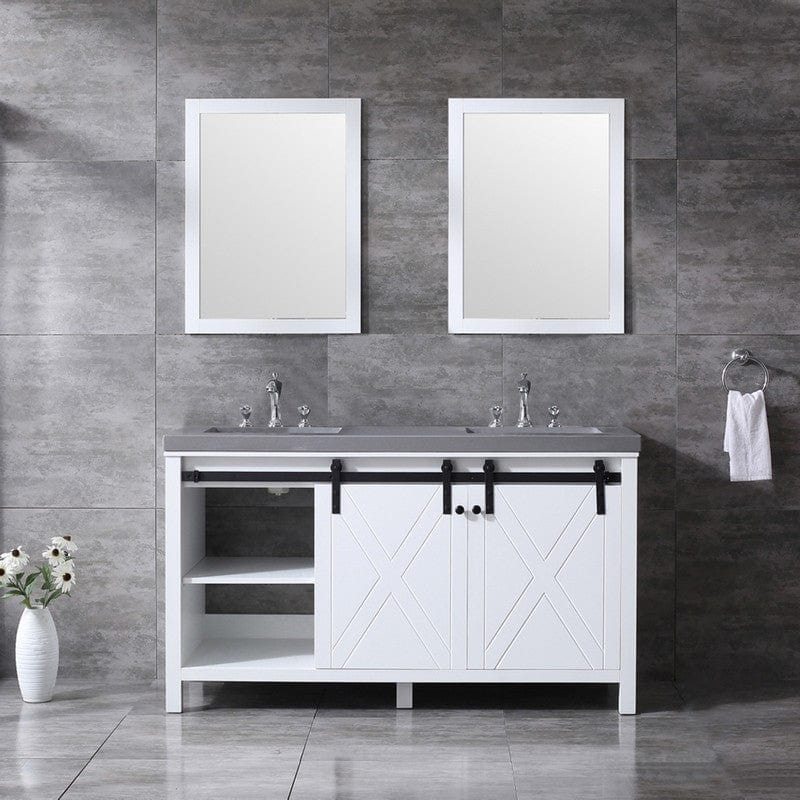 Marsyas Transitional White 60" Double Vanity Set | LM342260DAASM24F