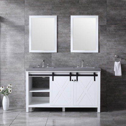 Marsyas Transitional White 60" Double Vanity Set | LM342260DAASM24F