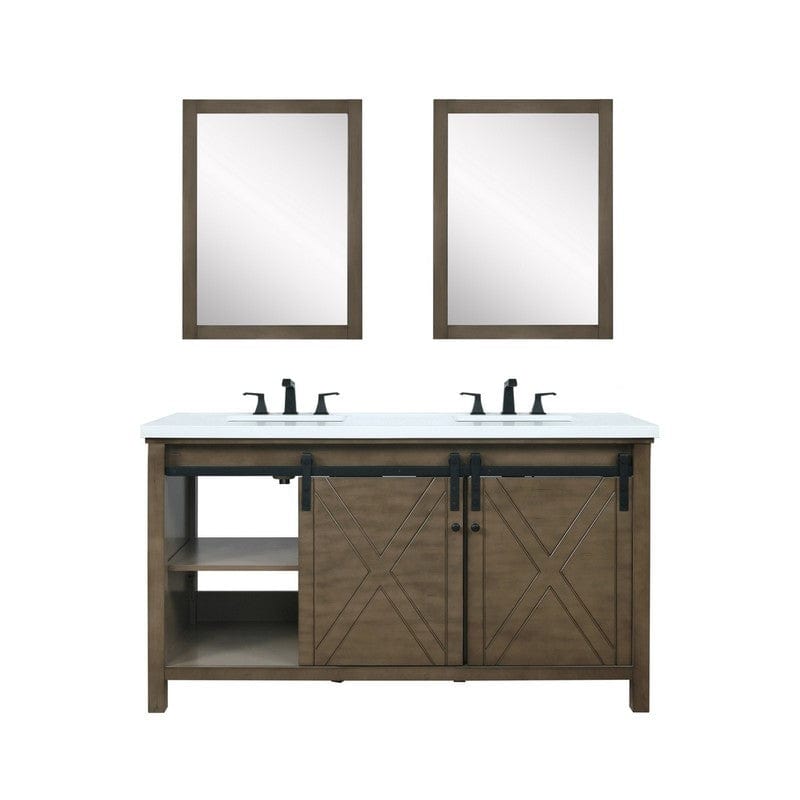 Marsyas Transitional Rustic Brown 60" Double Vanity Set | LM342260DKCSM24F