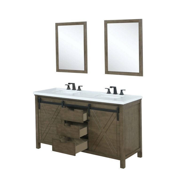 Marsyas Transitional Rustic Brown 60" Double Vanity Set | LM342260DKCSM24F