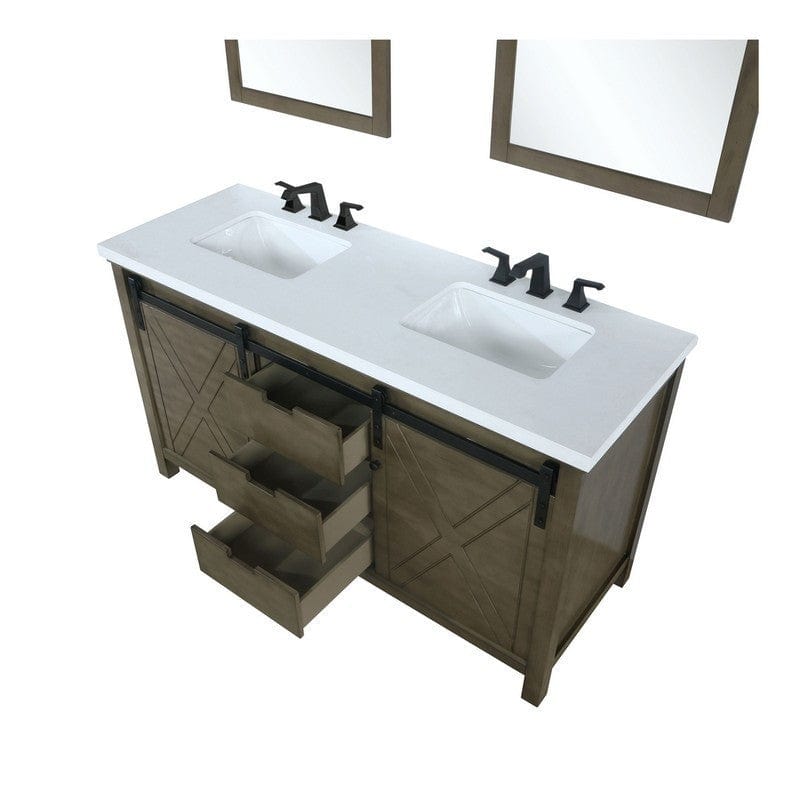 Marsyas Transitional Rustic Brown 60" Double Vanity Set | LM342260DKCSM24F