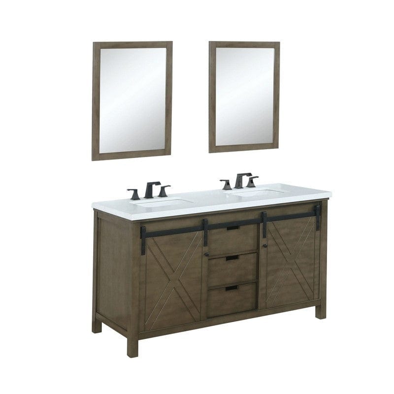 Marsyas Transitional Rustic Brown 60" Double Vanity Set | LM342260DKCSM24F