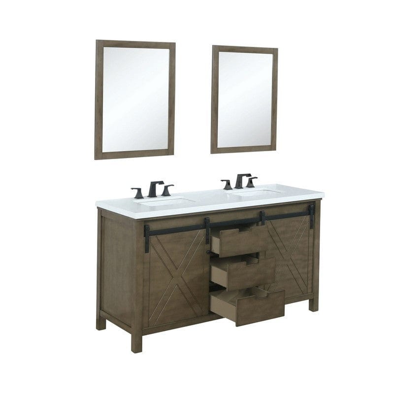 Marsyas Transitional Rustic Brown 60" Double Vanity Set | LM342260DKCSM24F