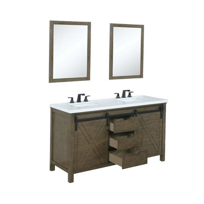 Marsyas Transitional Rustic Brown 60" Double Vanity Set | LM342260DKCSM24F