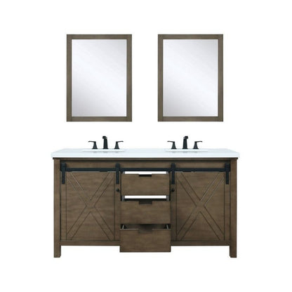 Marsyas Transitional Rustic Brown 60" Double Vanity Set | LM342260DKCSM24F