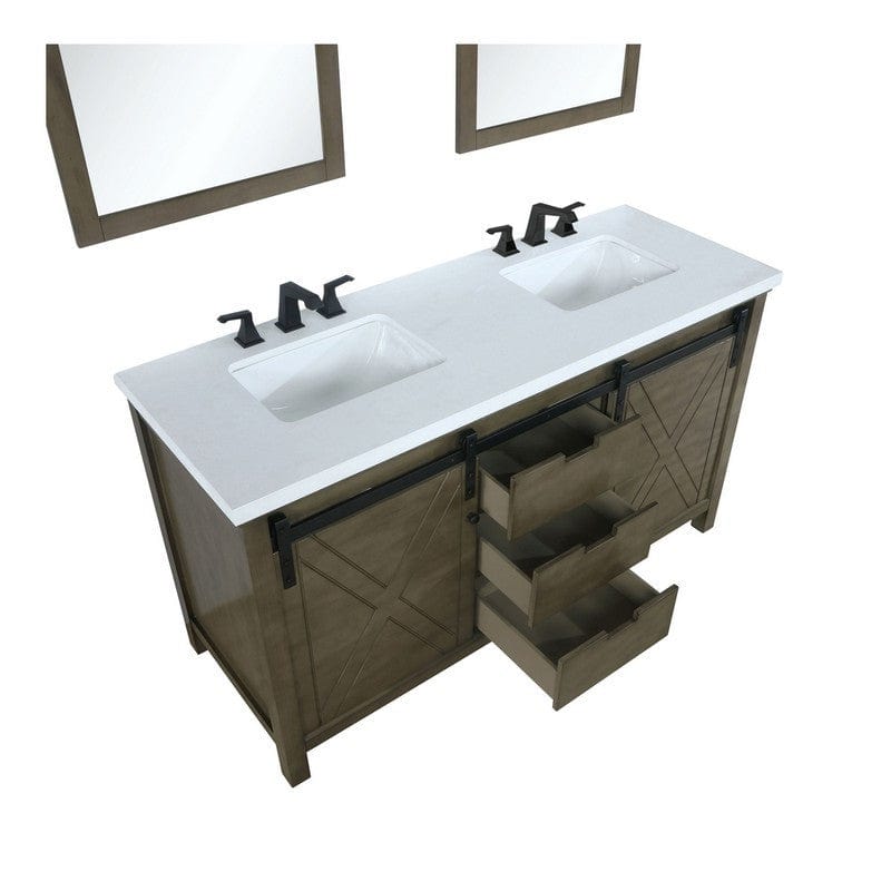 Marsyas Transitional Rustic Brown 60" Double Vanity Set | LM342260DKCSM24F