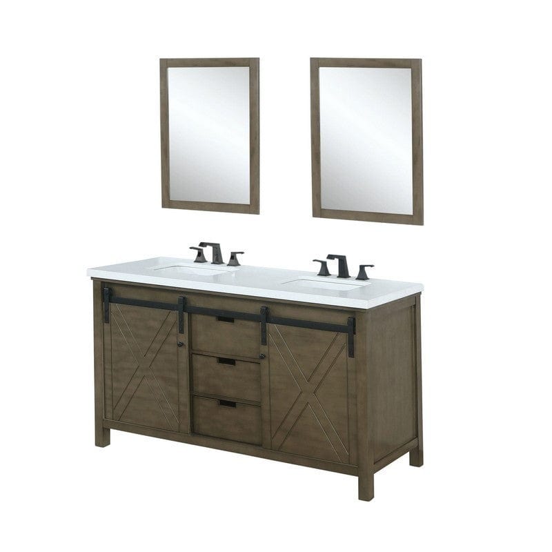 Marsyas Transitional Rustic Brown 60" Double Vanity Set | LM342260DKCSM24F