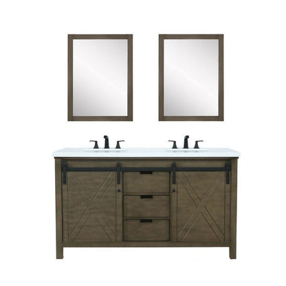 Marsyas Transitional Rustic Brown 60" Double Vanity Set | LM342260DKCSM24F