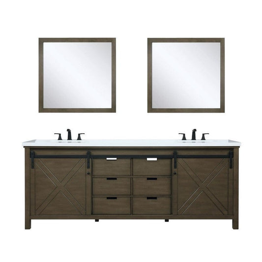 Marsyas Transitional Rustic Brown 84" Double Vanity Set | LM342284DKCSM34F