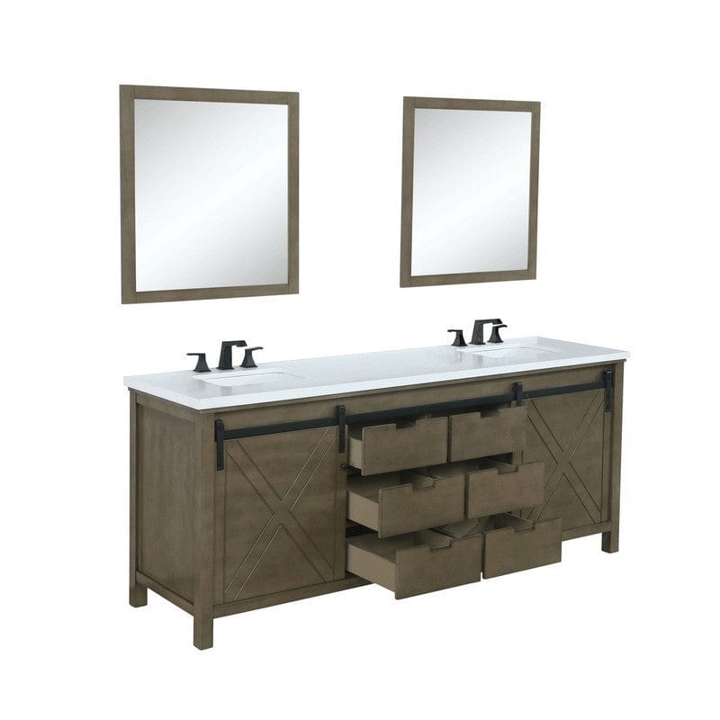 Marsyas Transitional Rustic Brown 84" Double Vanity Set | LM342284DKCSM34F