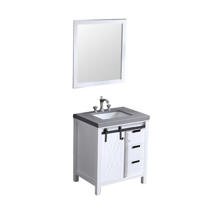 Marsyas Transitional White 30" Single Sink Vanity Set | LM342230SAASM28F