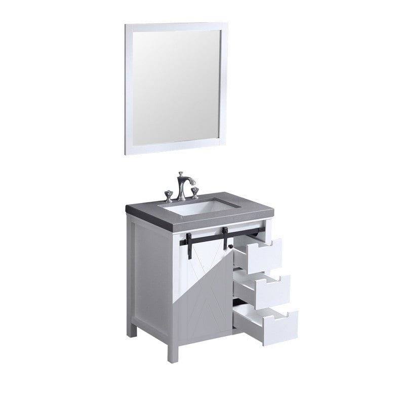 Marsyas Transitional White 30" Single Sink Vanity Set | LM342230SAASM28F