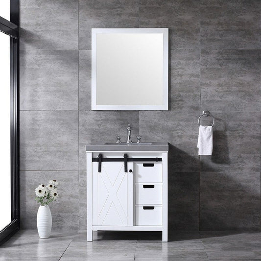 Marsyas Transitional White 30" Single Sink Vanity Set | LM342230SAASM28F