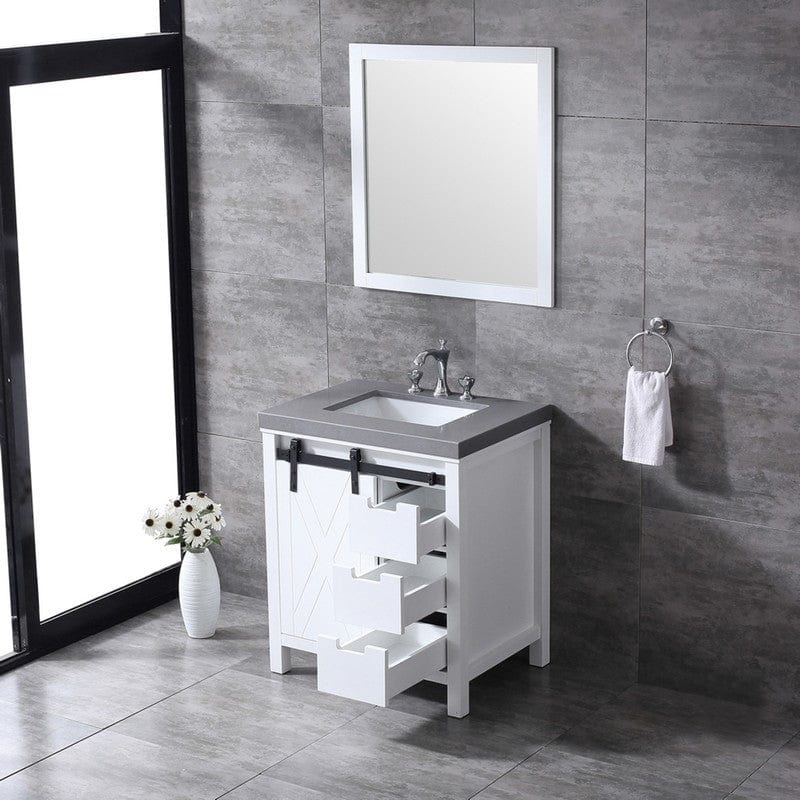 Marsyas Transitional White 30" Single Sink Vanity Set | LM342230SAASM28F