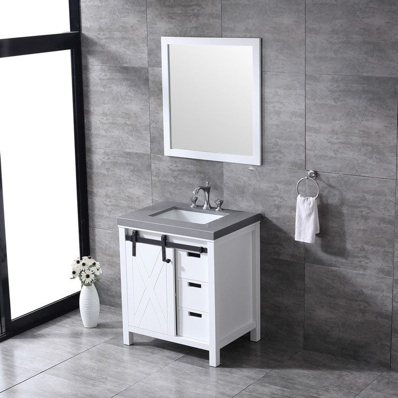 Marsyas Transitional White 30" Single Sink Vanity Set | LM342230SAASM28F